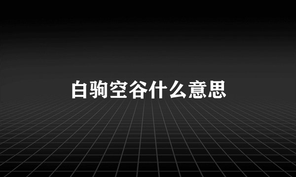 白驹空谷什么意思
