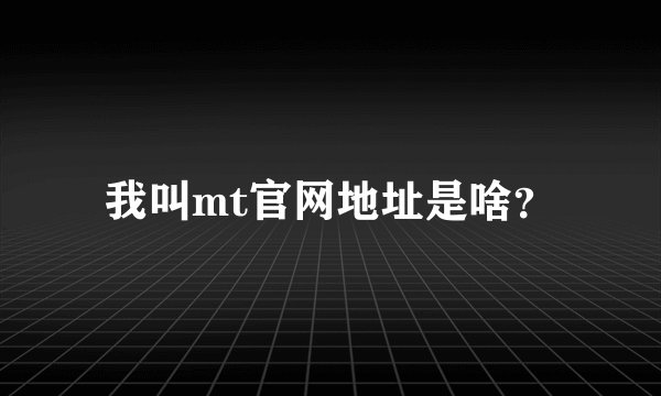 我叫mt官网地址是啥？