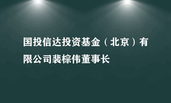 国投信达投资基金（北京）有限公司裴棕伟董事长