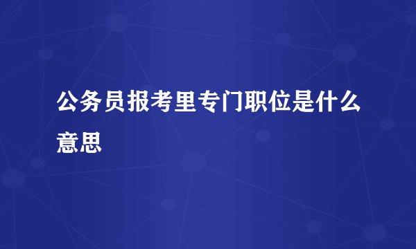 公务员报考里专门职位是什么意思