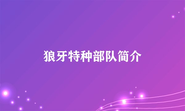狼牙特种部队简介