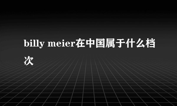 billy meier在中国属于什么档次