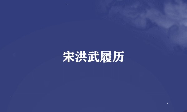 宋洪武履历