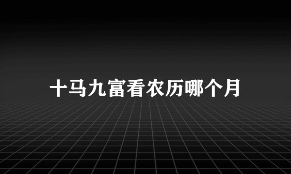 十马九富看农历哪个月