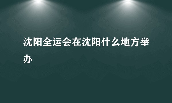 沈阳全运会在沈阳什么地方举办