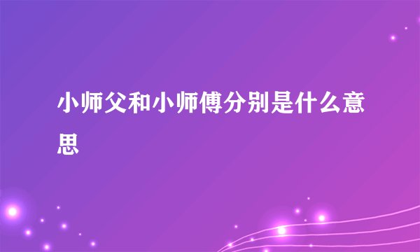 小师父和小师傅分别是什么意思