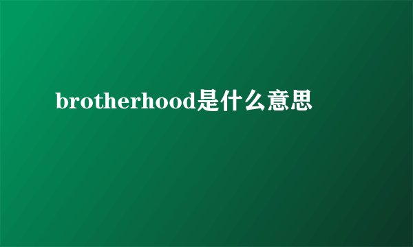 brotherhood是什么意思