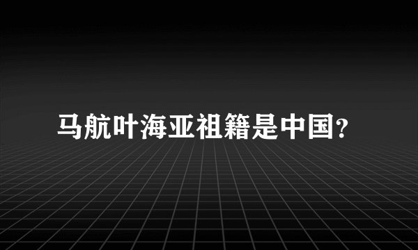 马航叶海亚祖籍是中国？