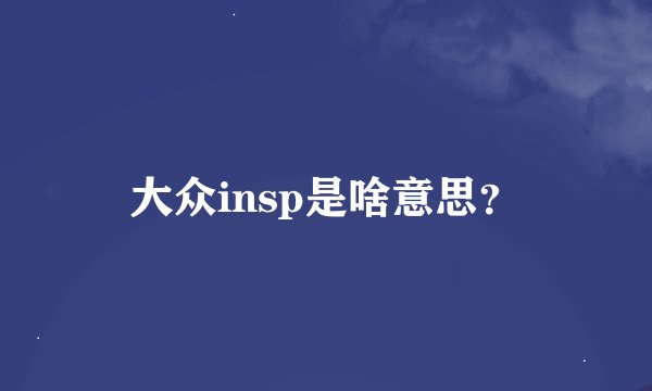 大众insp是啥意思？