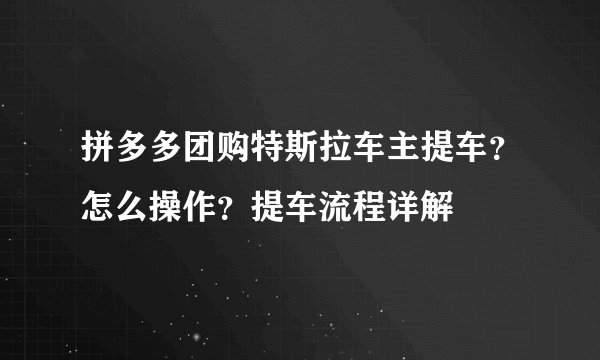 拼多多团购特斯拉车主提车？怎么操作？提车流程详解