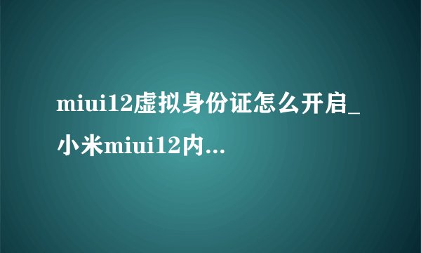 miui12虚拟身份证怎么开启_小米miui12内测答题答案