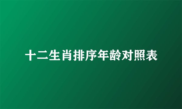 十二生肖排序年龄对照表