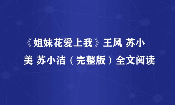 《姐妹花爱上我》王风 苏小美 苏小洁（完整版）全文阅读