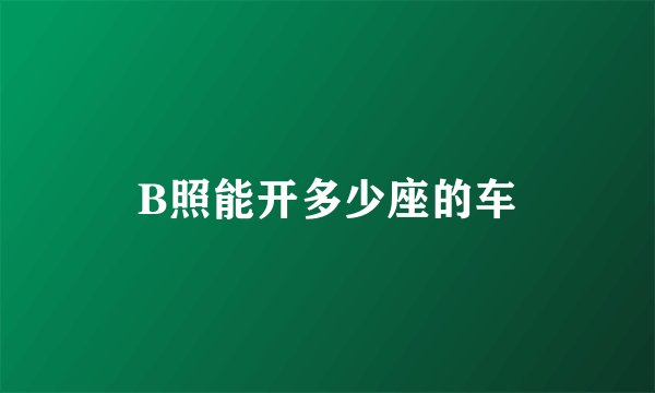 B照能开多少座的车