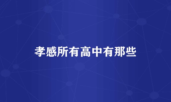 孝感所有高中有那些