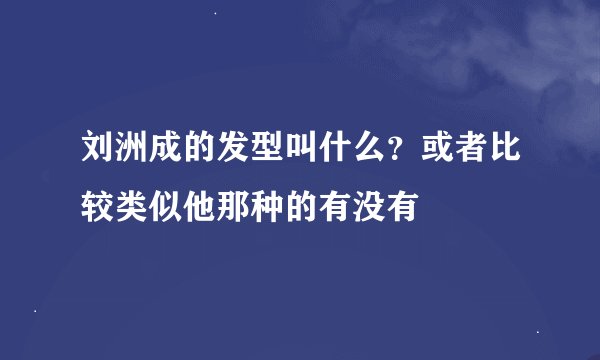 刘洲成的发型叫什么？或者比较类似他那种的有没有
