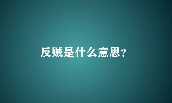 反贼是什么意思？