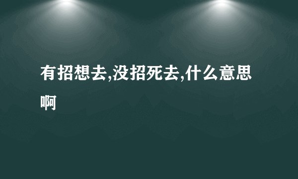 有招想去,没招死去,什么意思啊