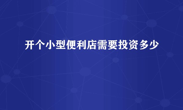 开个小型便利店需要投资多少