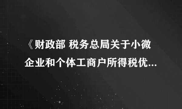 《财政部 税务总局关于小微企业和个体工商户所得税优惠政策的公告》（财政部 税务总局公告2023年第6号）