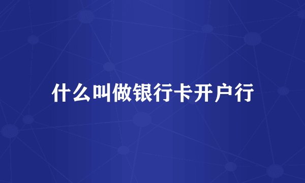什么叫做银行卡开户行