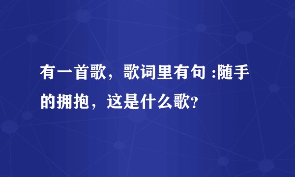 有一首歌，歌词里有句 :随手的拥抱，这是什么歌？