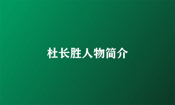 杜长胜人物简介