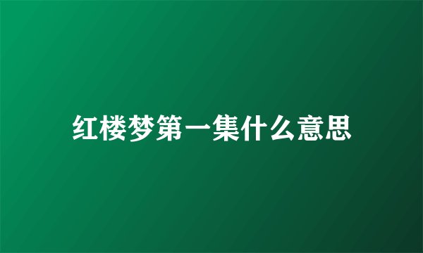 红楼梦第一集什么意思