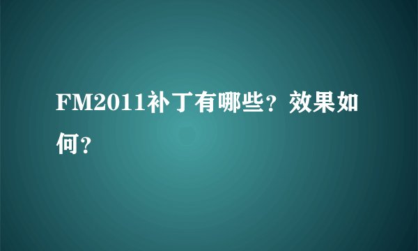FM2011补丁有哪些？效果如何？