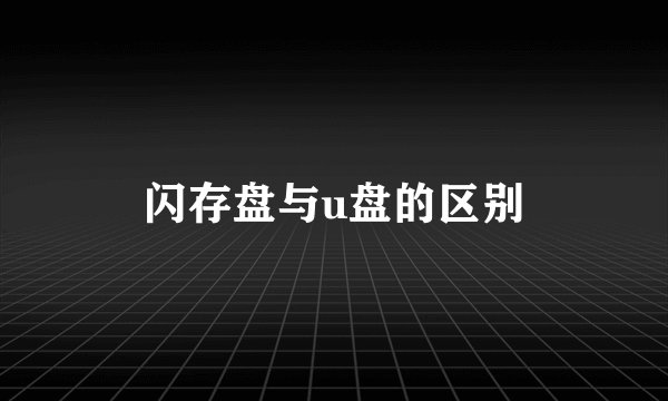 闪存盘与u盘的区别