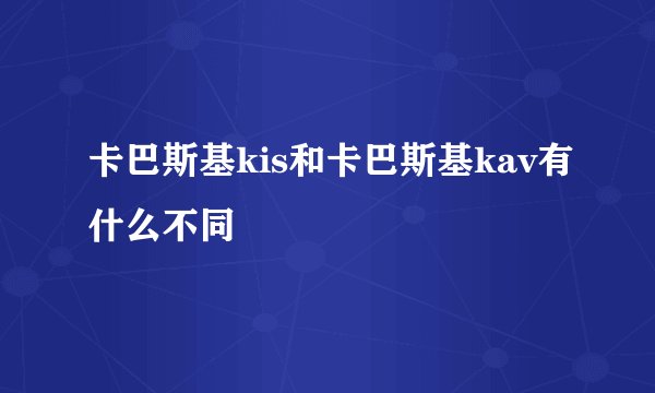 卡巴斯基kis和卡巴斯基kav有什么不同