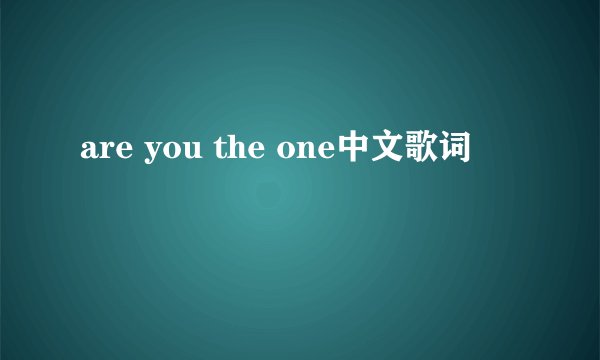 are you the one中文歌词