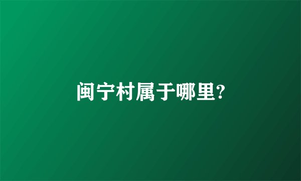 闽宁村属于哪里?