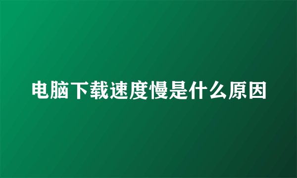 电脑下载速度慢是什么原因