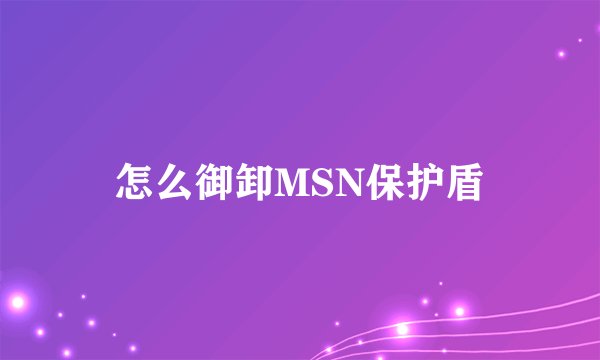 怎么御卸MSN保护盾