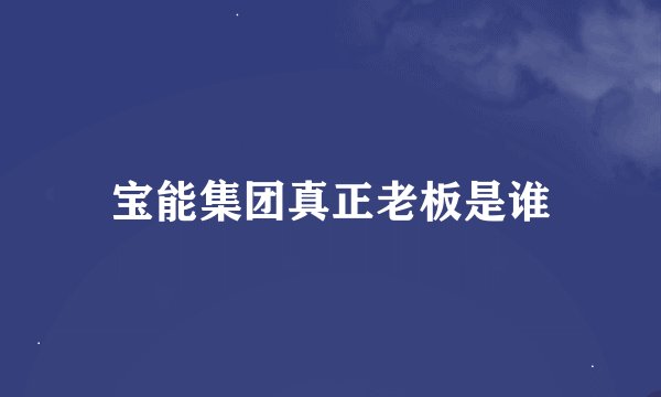 宝能集团真正老板是谁