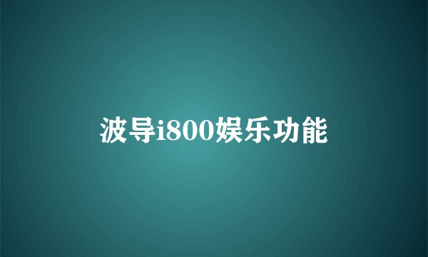 波导i800娱乐功能