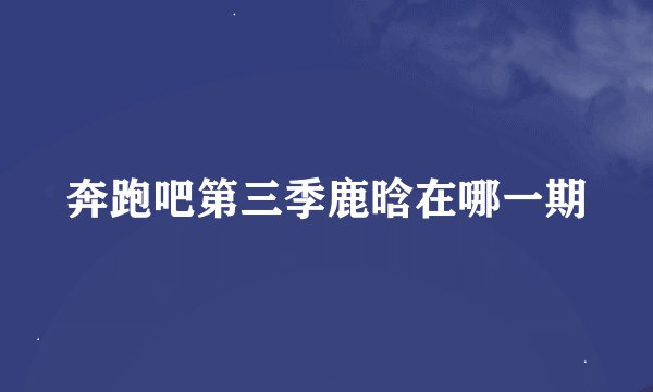 奔跑吧第三季鹿晗在哪一期