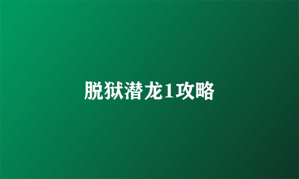 脱狱潜龙1攻略