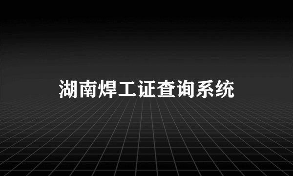 湖南焊工证查询系统
