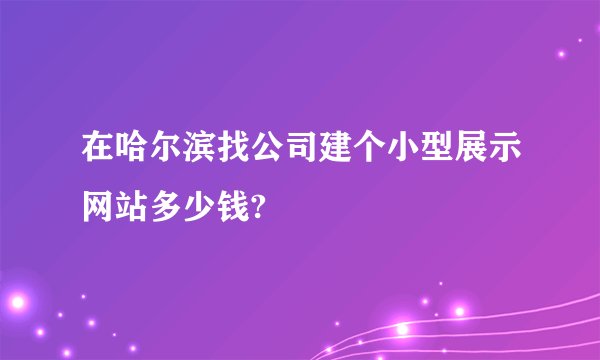 在哈尔滨找公司建个小型展示网站多少钱?
