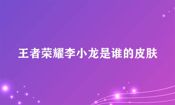 王者荣耀李小龙是谁的皮肤