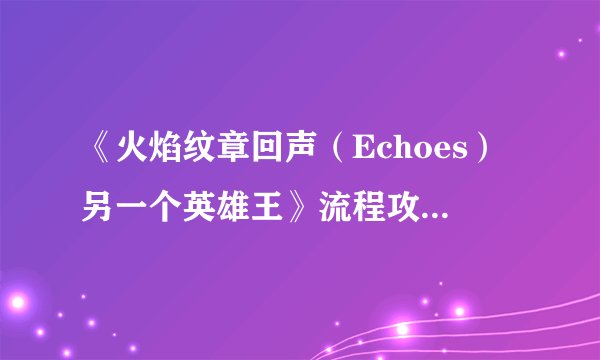 《火焰纹章回声（Echoes）另一个英雄王》流程攻略 H难度各章节攻略及感想