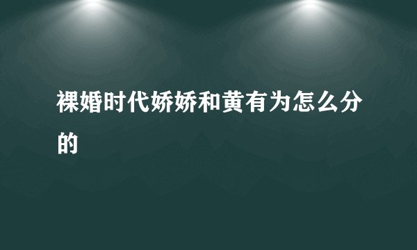 裸婚时代娇娇和黄有为怎么分的