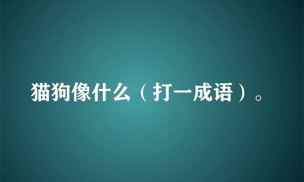 猫狗像什么（打一成语）。