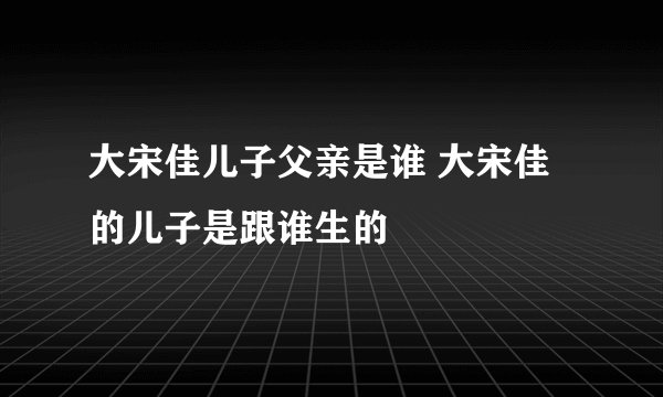 大宋佳儿子父亲是谁 大宋佳的儿子是跟谁生的