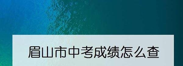 眉山市中考成绩怎么查
