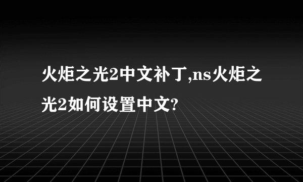 火炬之光2中文补丁,ns火炬之光2如何设置中文?