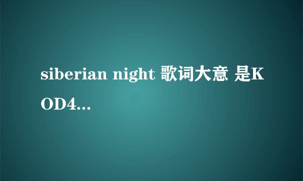 siberian night 歌词大意 是KOD4 poppin冠军曲 想要知道它的歌词大意 谢啦