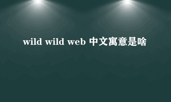 wild wild web 中文寓意是啥